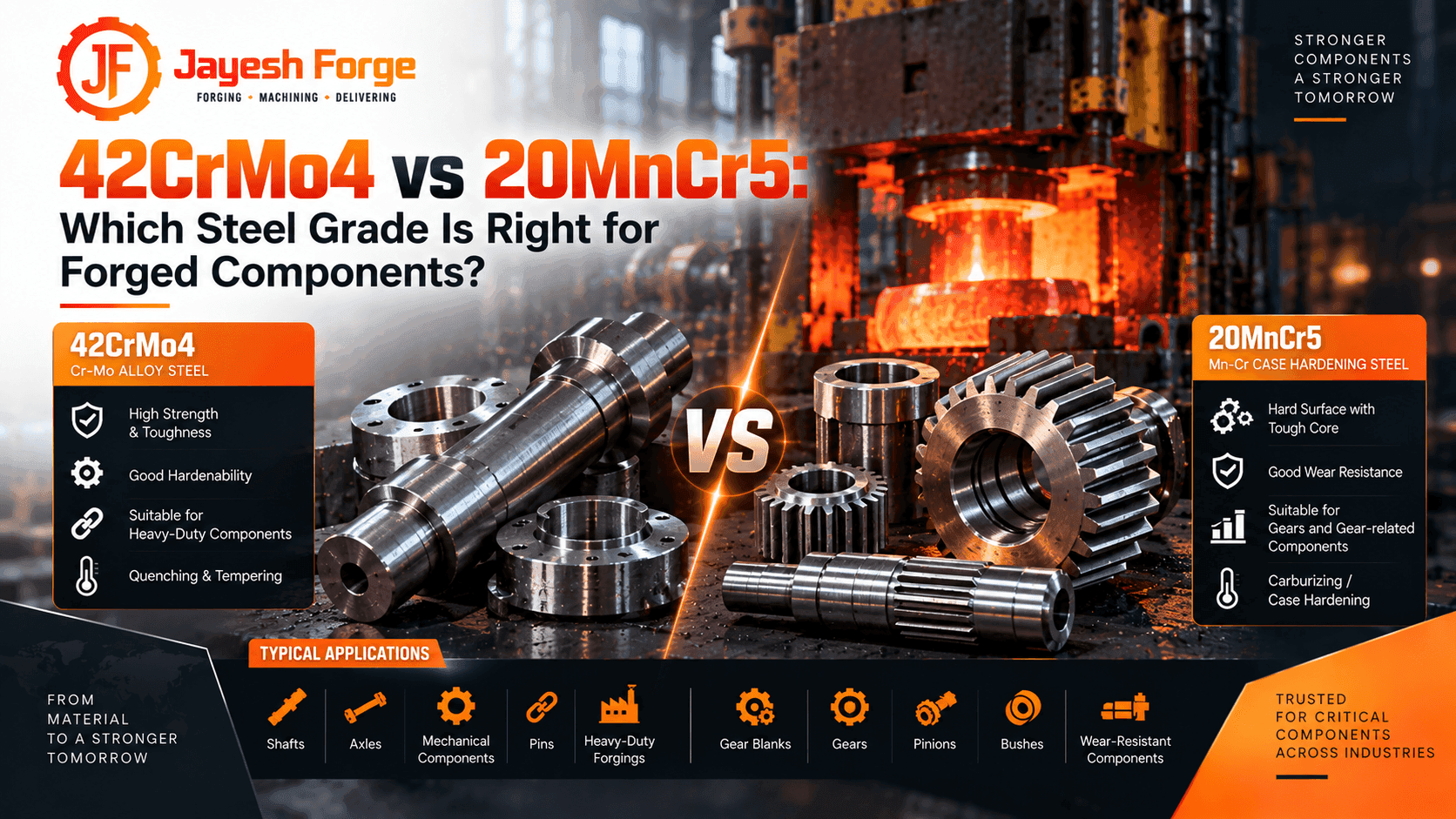 42CrMo4 vs 20MnCr5: Which Steel Grade Is Right for Forged Components?